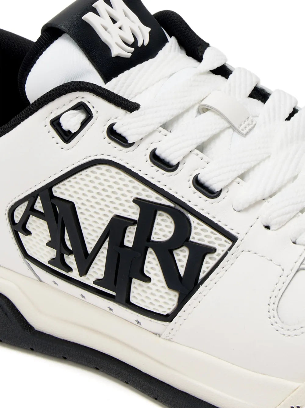 AMIRI Classic logo patch and lace eyelets on white leather low-top sneaker