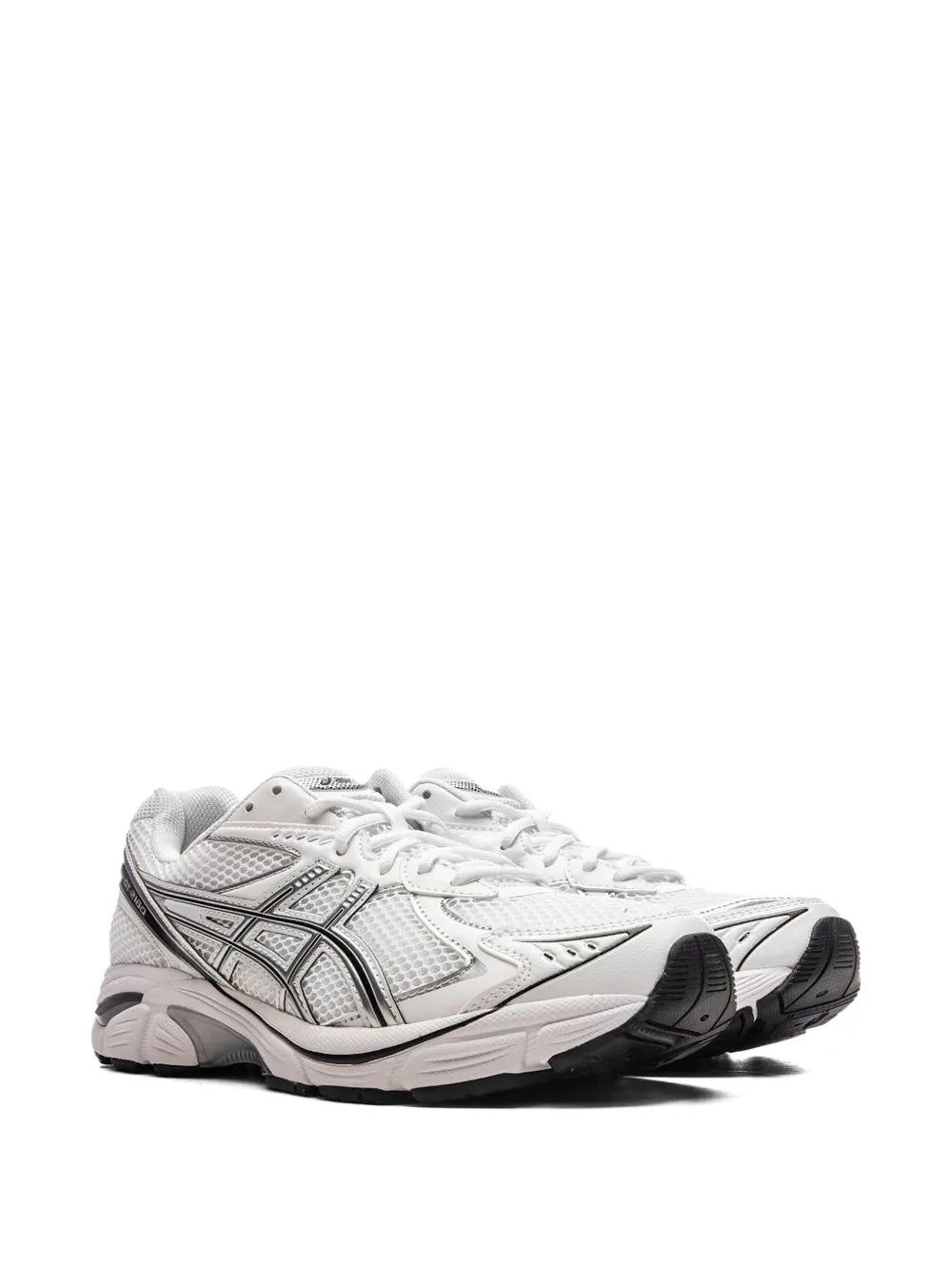 Asics white and silver lace-up sneakers with textured panels and cushioned heel