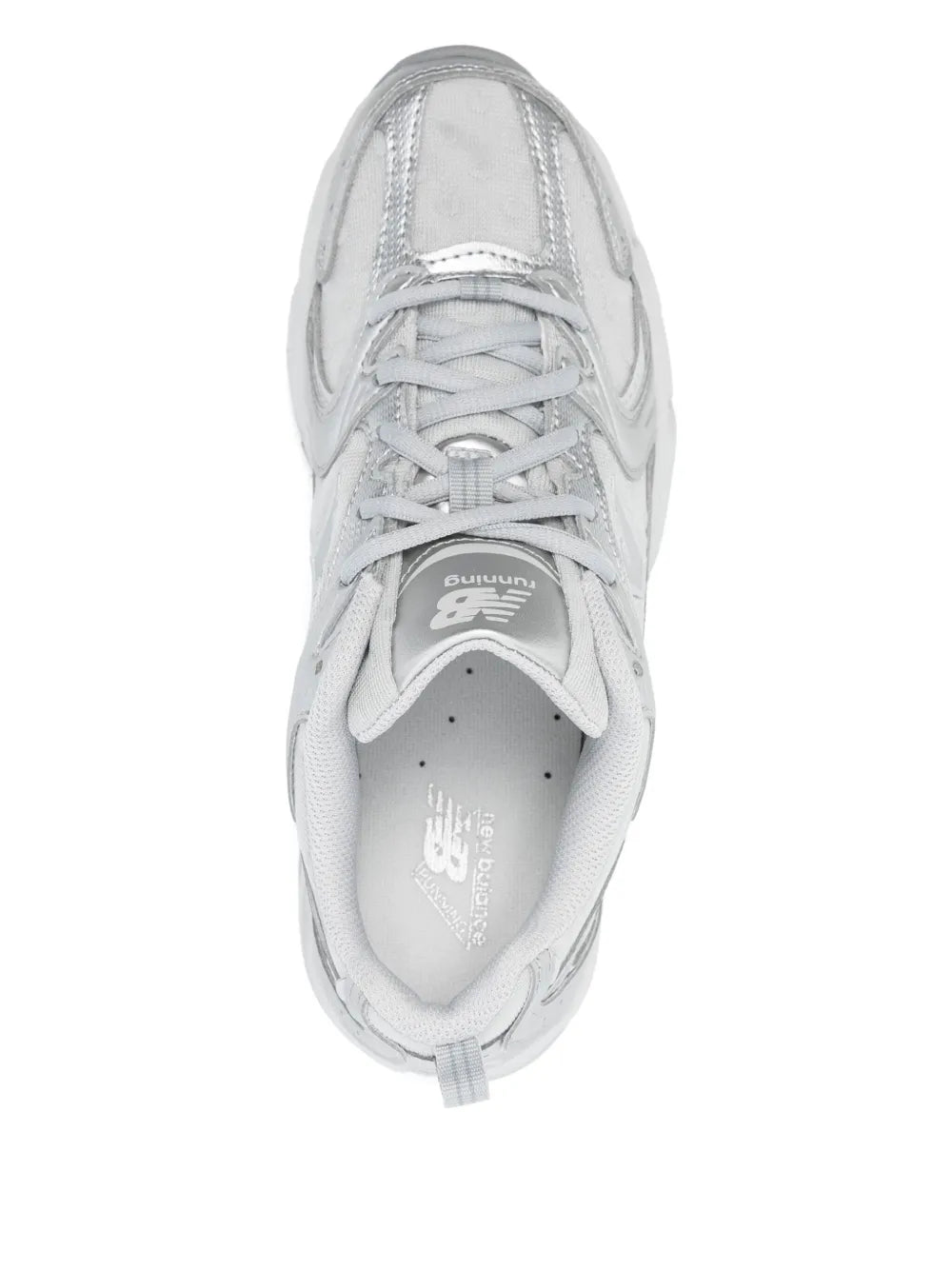 New Balance 530 grey lace-up sneaker, padded tongue and mesh interior lining
