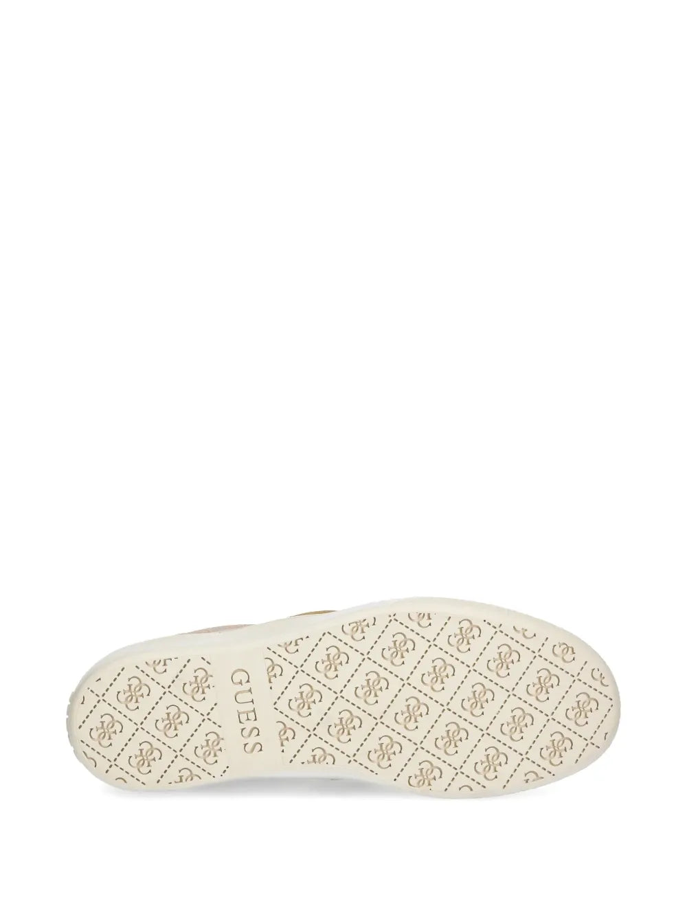 Beige sneaker outsole with GUESS monogram tread pattern