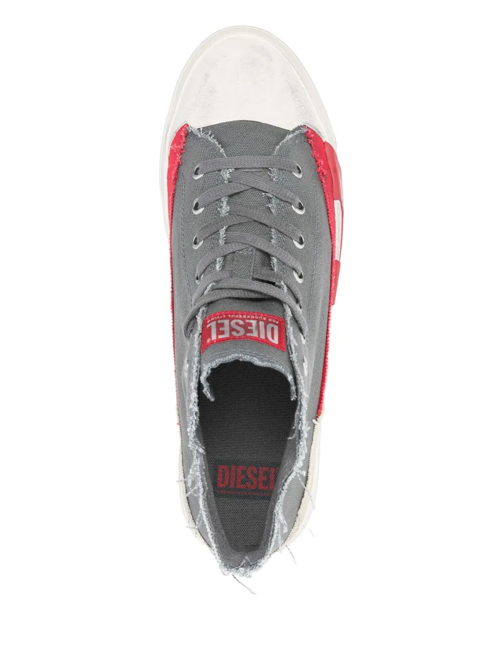 Diesel mid-top sneakers, medium grey with grey laces and red tongue label