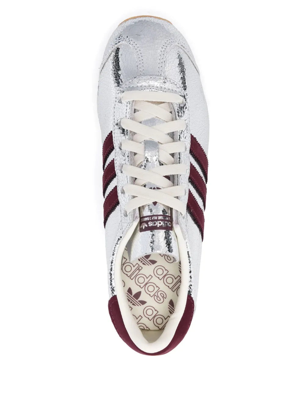 adidas Country OG women's sneaker top view with white laces and burgundy heel panel