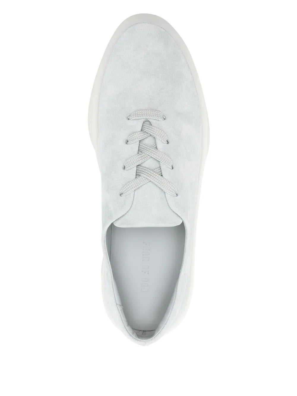 Fear Of God ice blue suede sneakers, lace-up front and simple closed toe