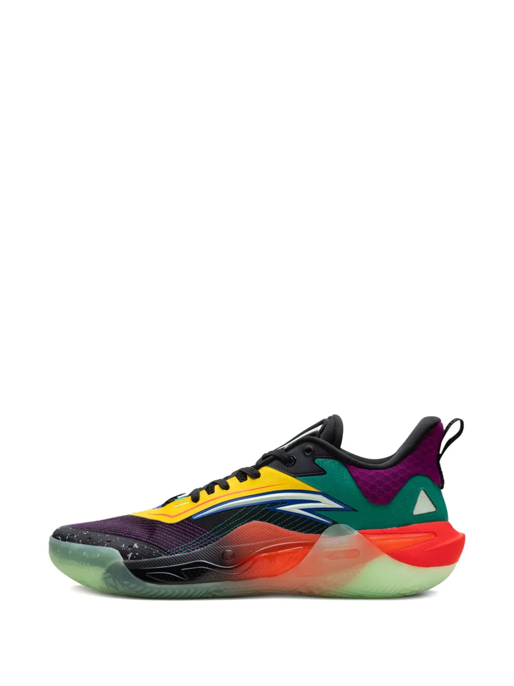 Work sneakers front 3/4 view with black laces, multicolor upper, and cushioned sole