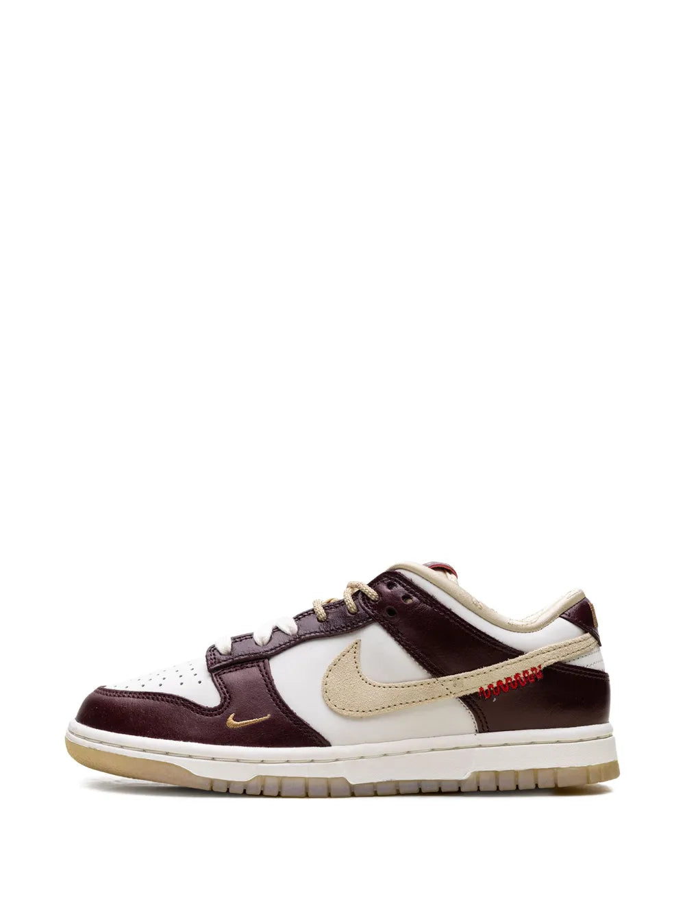 Nike Dunk Low Lx low-top sneakers in dark brown and white with beige swoosh detail