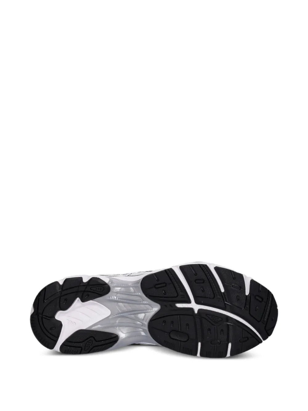 Asics GT-2160 sneaker outsole view, black tread and gray midsole