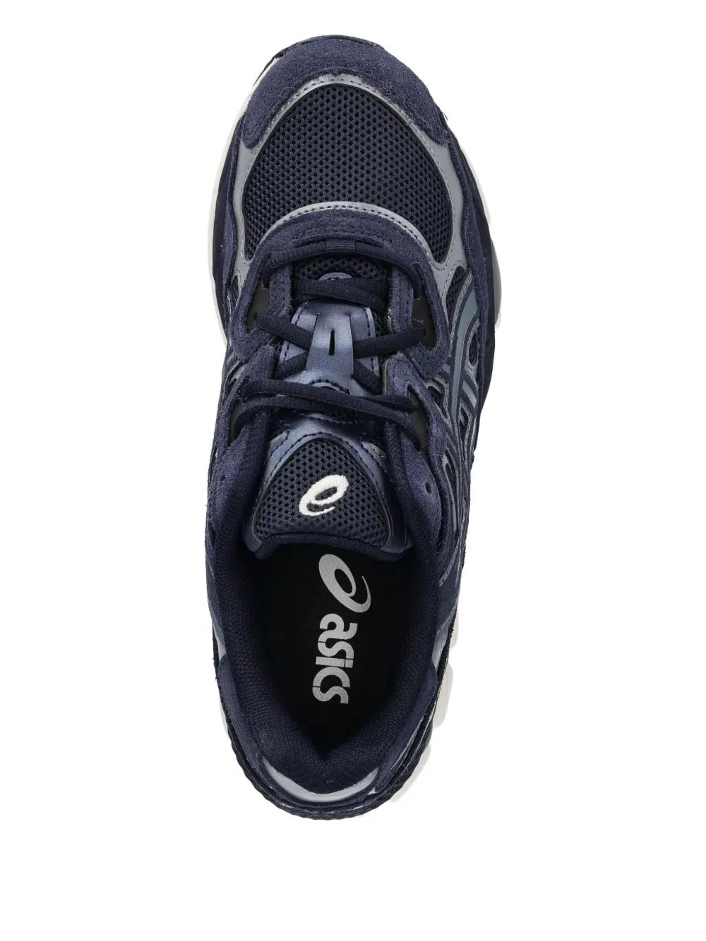 ASICS navy lace-up running shoe with mesh toe and padded collar