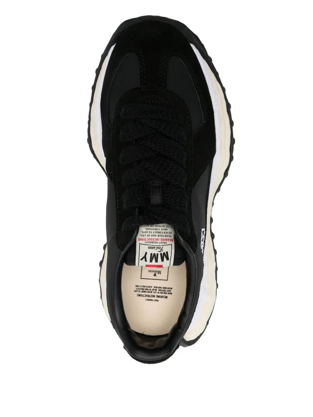 Maison MIHARA YASUHIRO Larry black sneaker interior label, lace-up with white edge sole