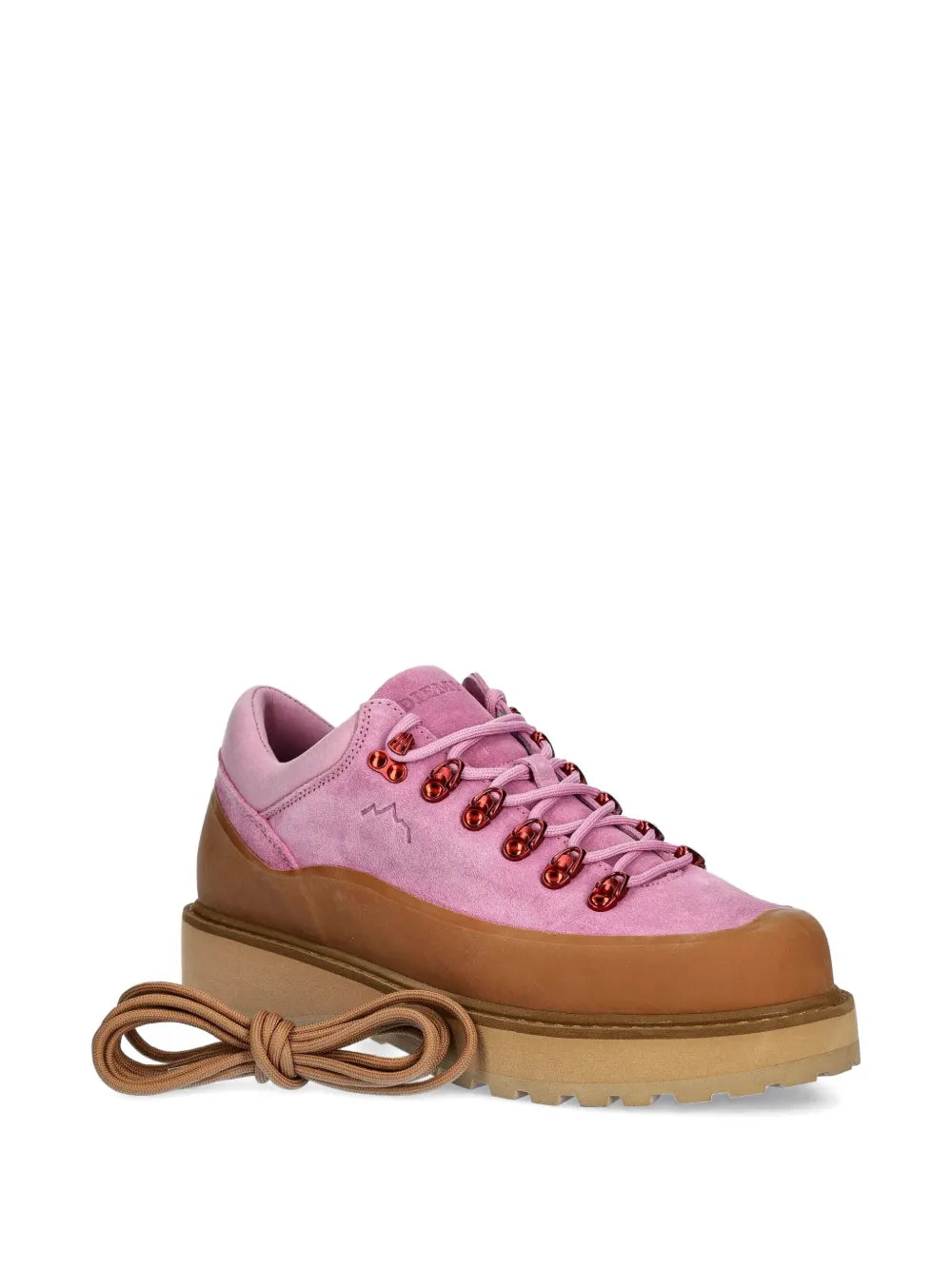 Rose pink Diemme sneakers with tan sole and front lace tie detail