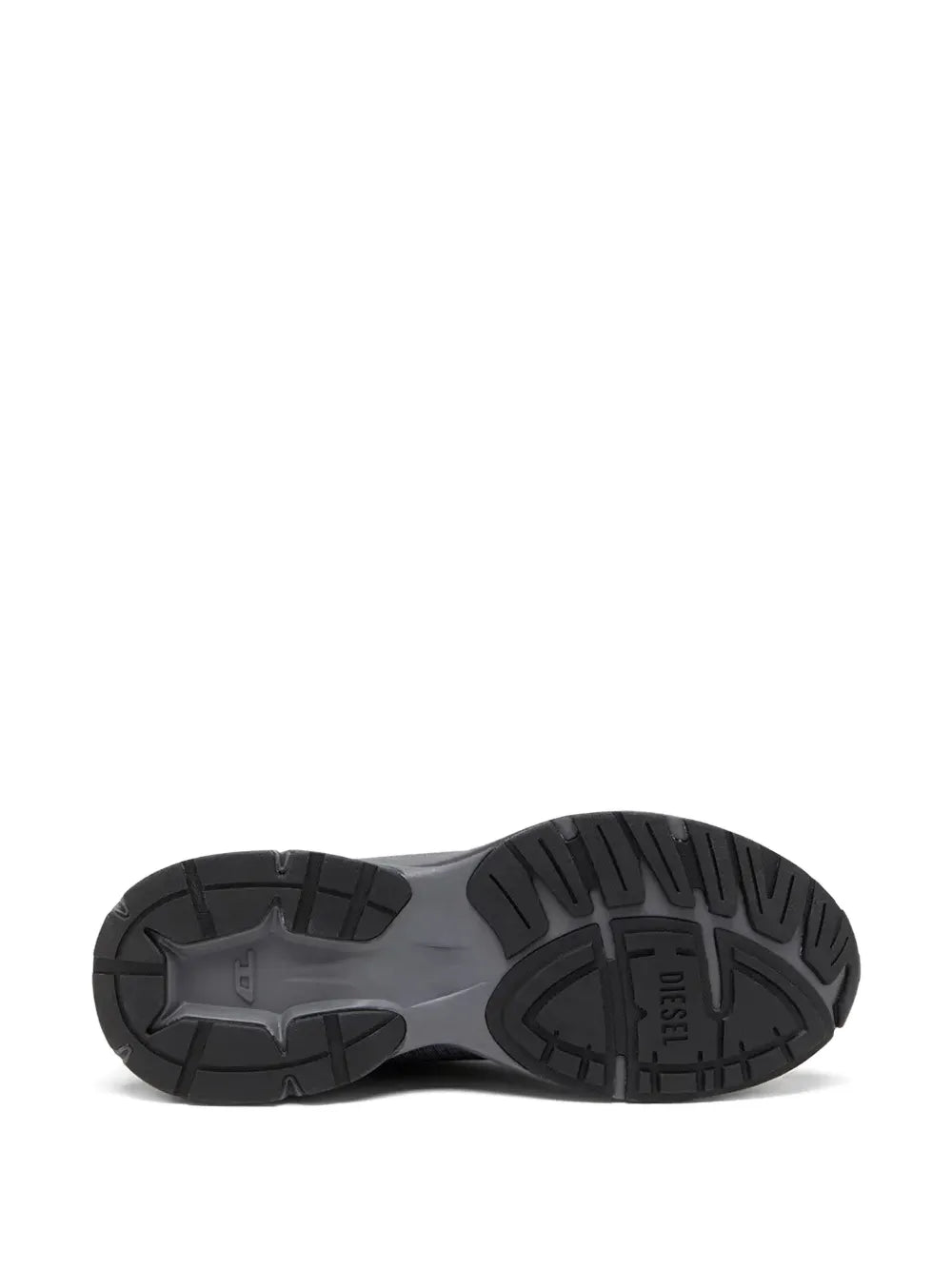 Diesel black performance running sneakers, rubber outsole with traction tread