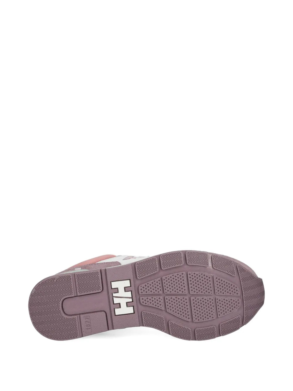 Mauve rubber outsole with tread and HH logo on the heel