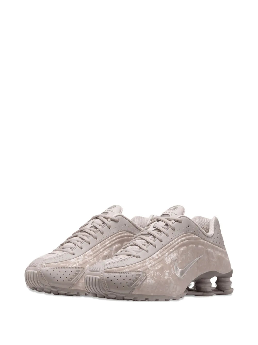 Grey Nike Shox R4 sneakers, mesh upper with lace-up and Shox midsole pods