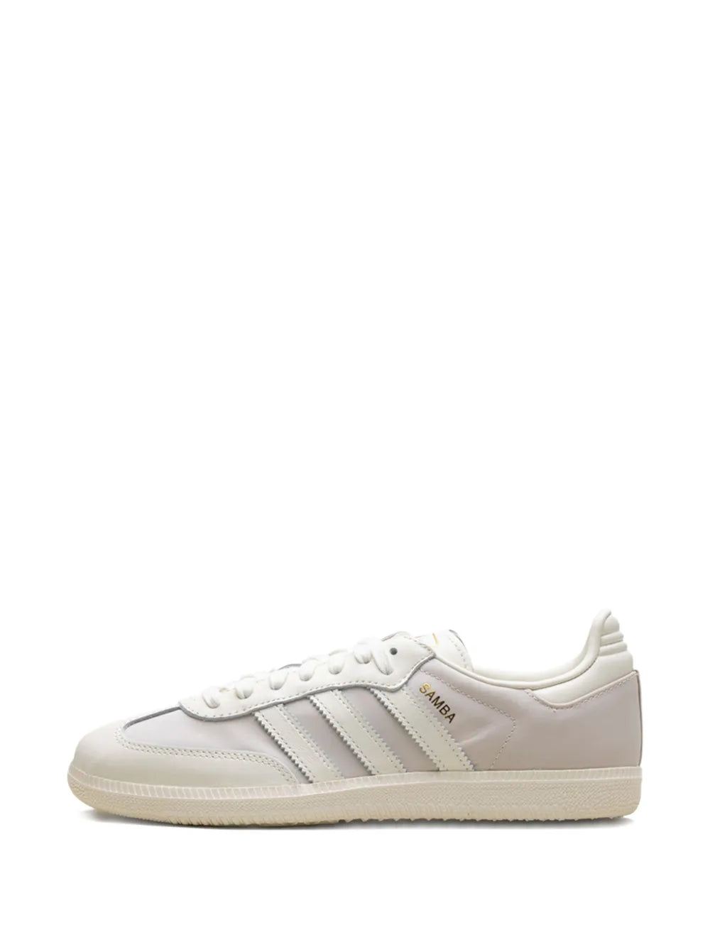 Off-white adidas Samba OG sneakers with lace eyelets and side stripe overlays