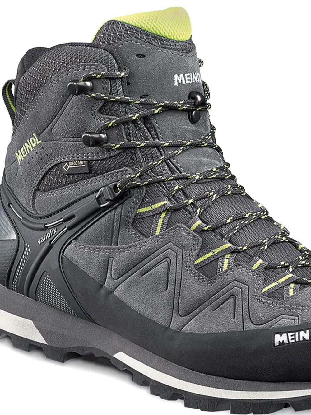 Dark grey logo-print high-top sneakers with textured panels, neon yellow laces