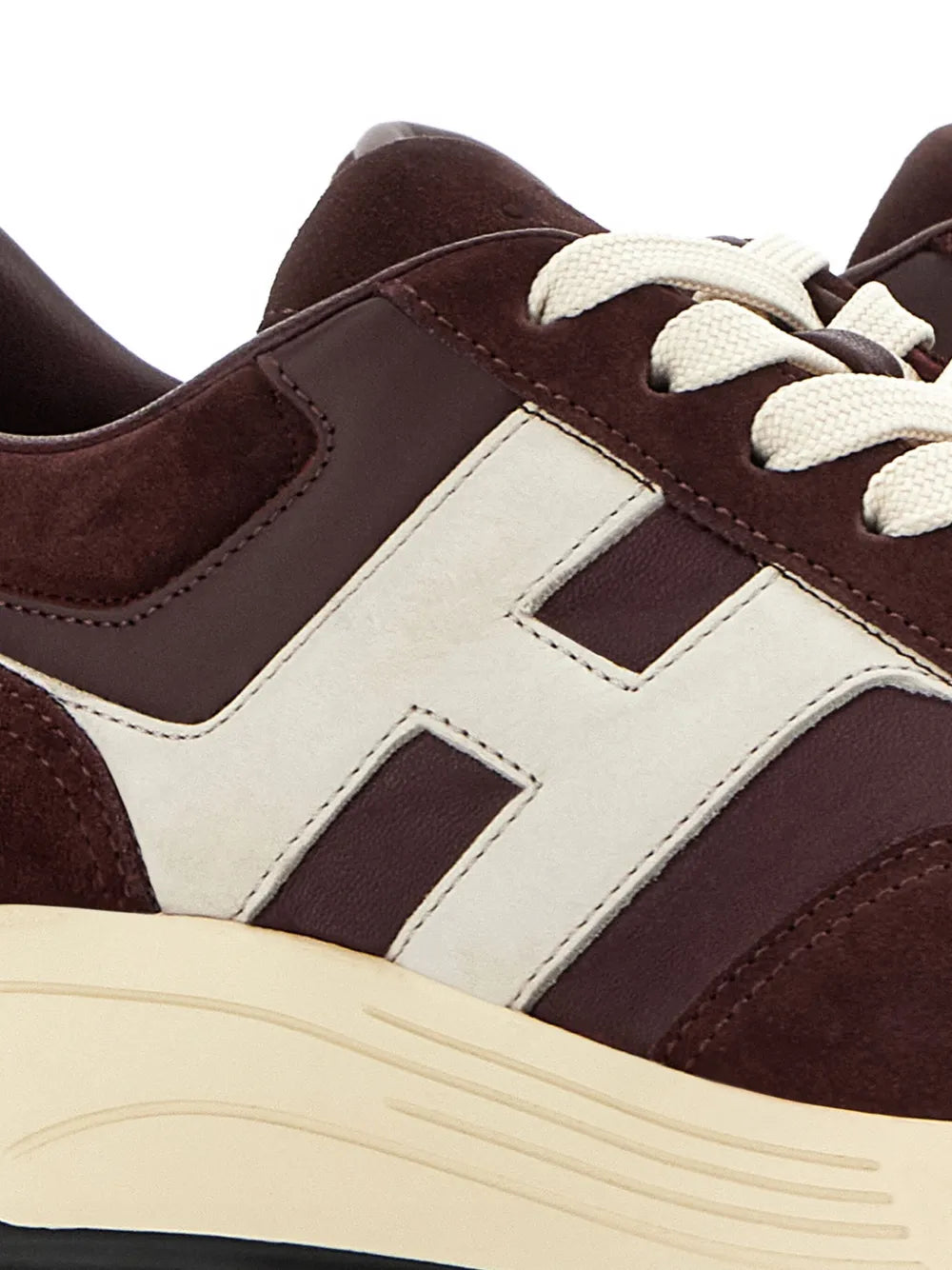 Hogan Hyperlight sneakers burgundy suede with white side panels and cream sole