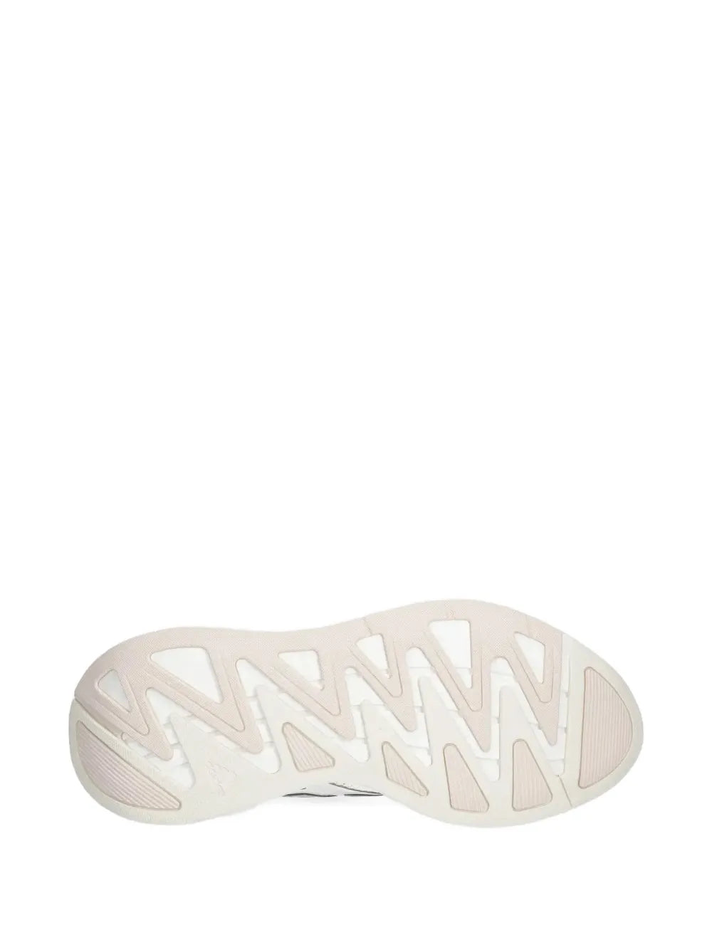 White Adidas running shoe outsole with zigzag tread pattern