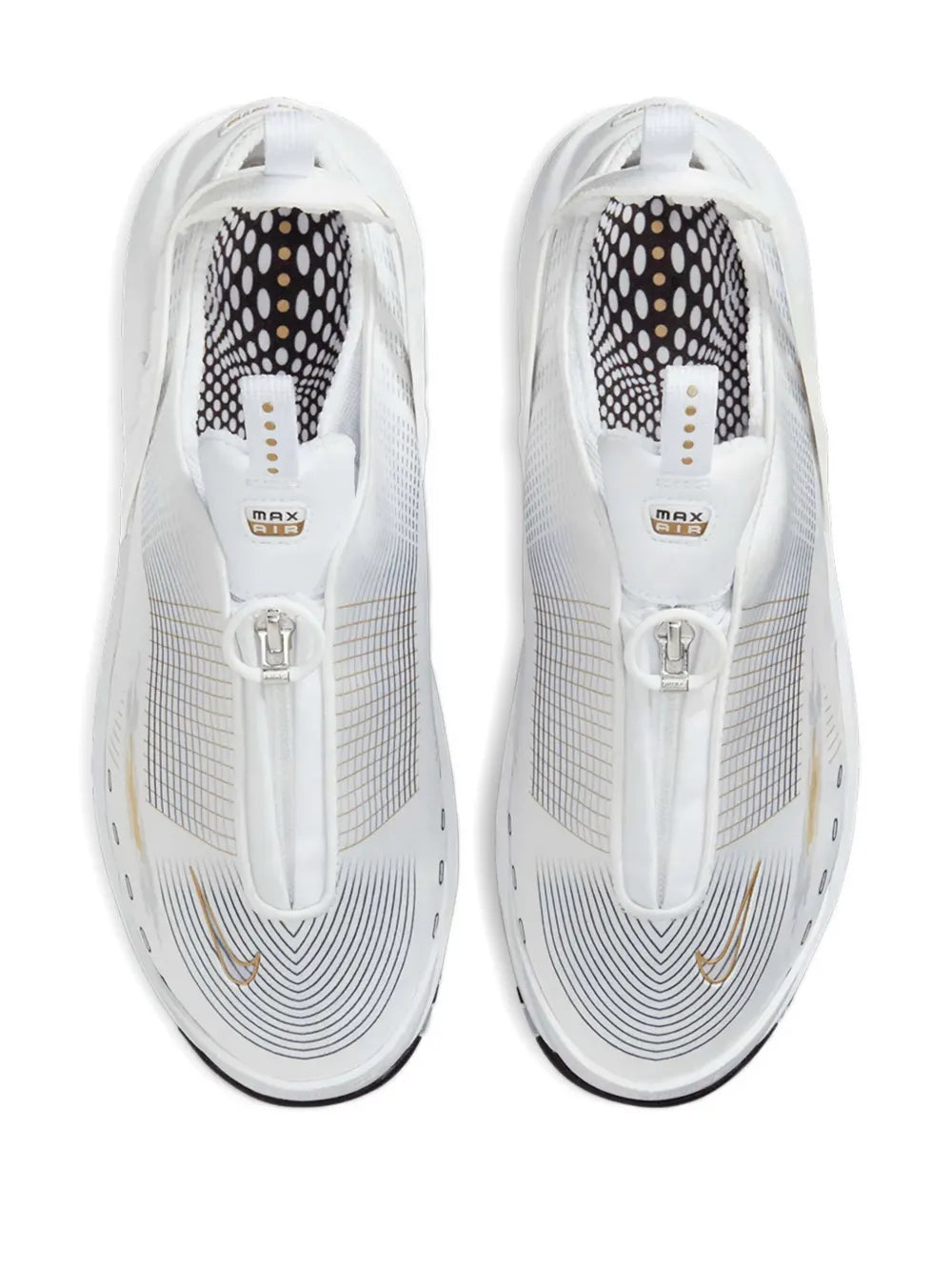 White Nike Air Max Craze sneakers, top view with mesh panels and lace area