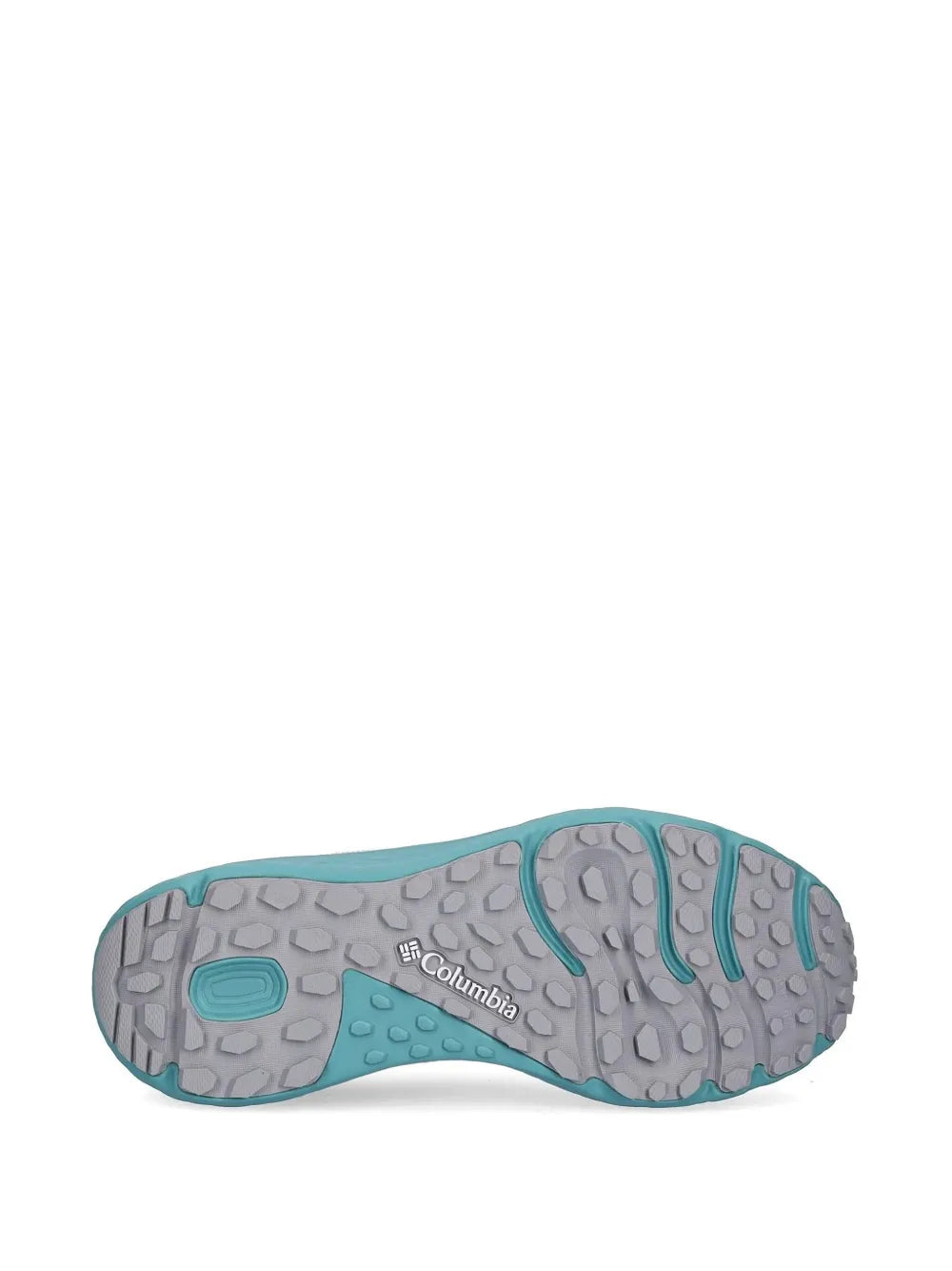 Teal and grey Columbia rubber outsole tread for traction