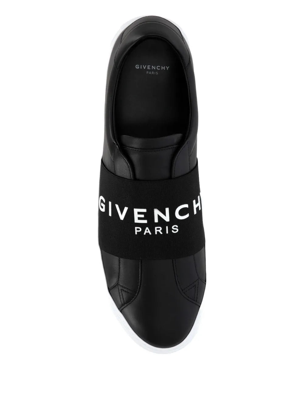 Black Givenchy sneakers with GIVENCHY PARIS logo strap and white sole