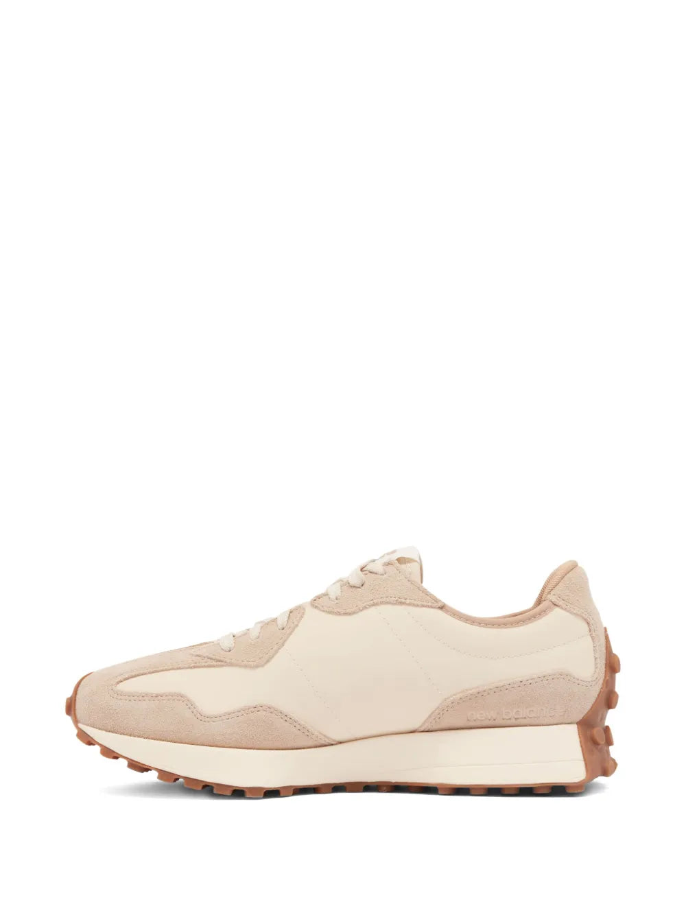 Light beige wedge sneakers, front 3/4 view with lace-up closure