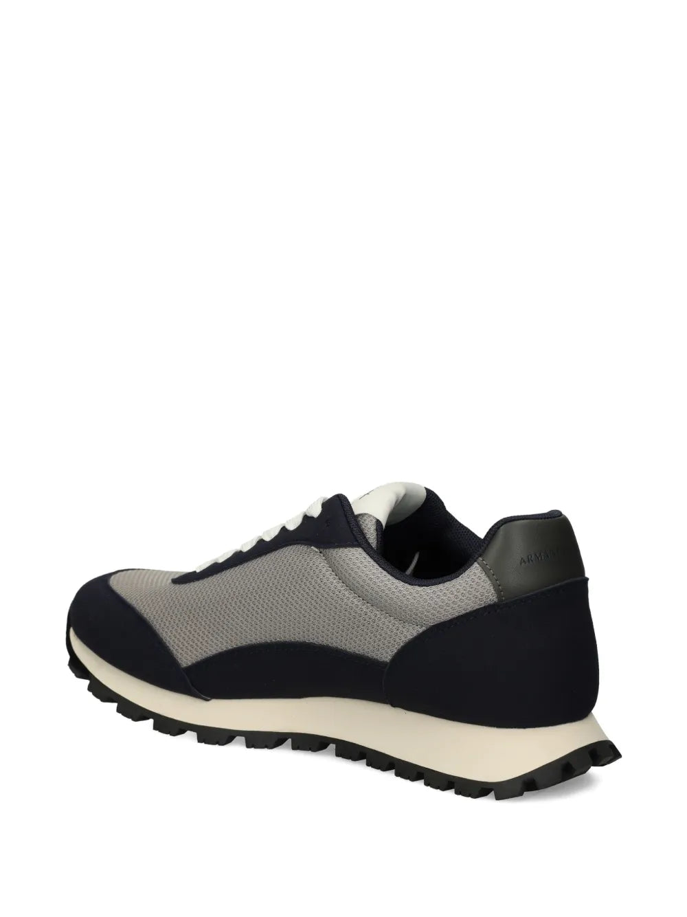 Armani Exchange logo-detail sneakers, grey upper panels and black heel, treaded sole