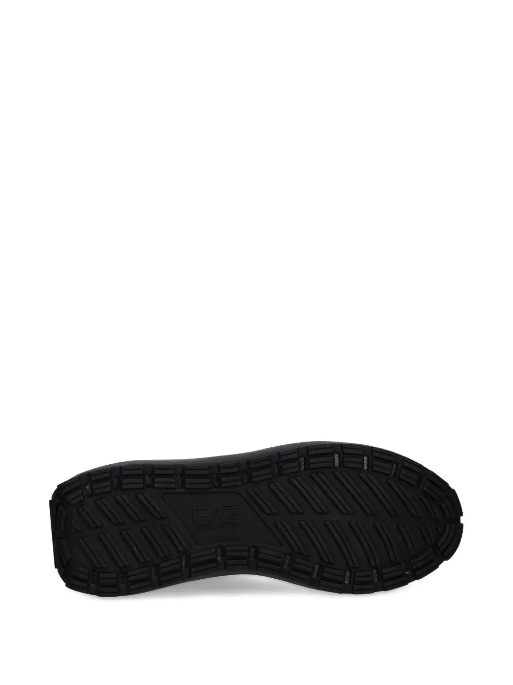 Black sneaker outsole with textured rubber tread pattern