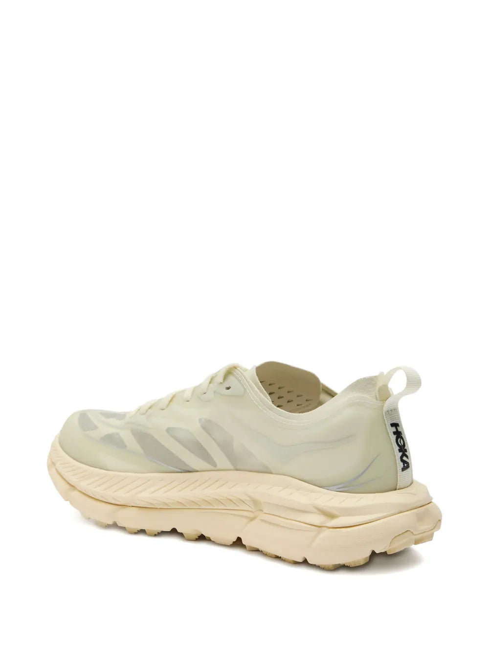 Hoka low-top sneakers in light beige, side logo, padded collar, grippy outsole