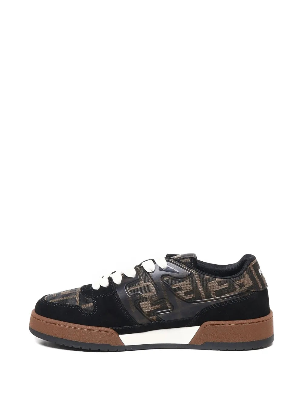 Fendi Match sneakers with black leather toe, FF monogram sides, white laces