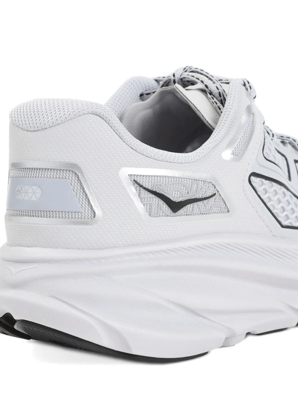 Hoka light grey sneakers heel and side detail, padded collar, lace-up, cushioned sole