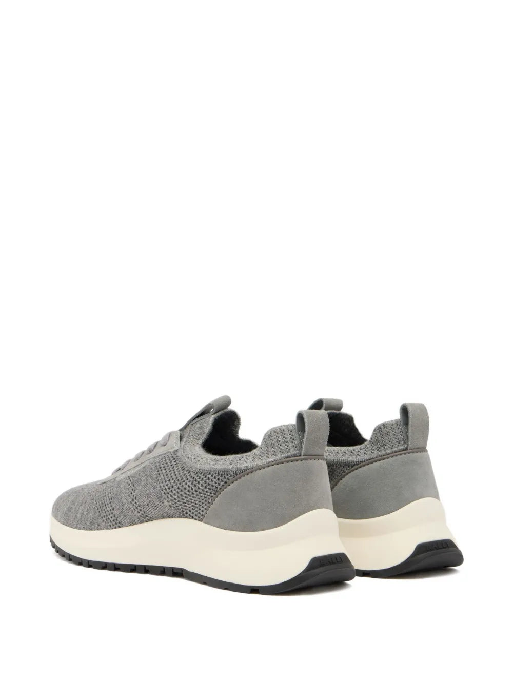 Bally ash grey sneakers with heel pull tabs, mesh upper and dark outsole