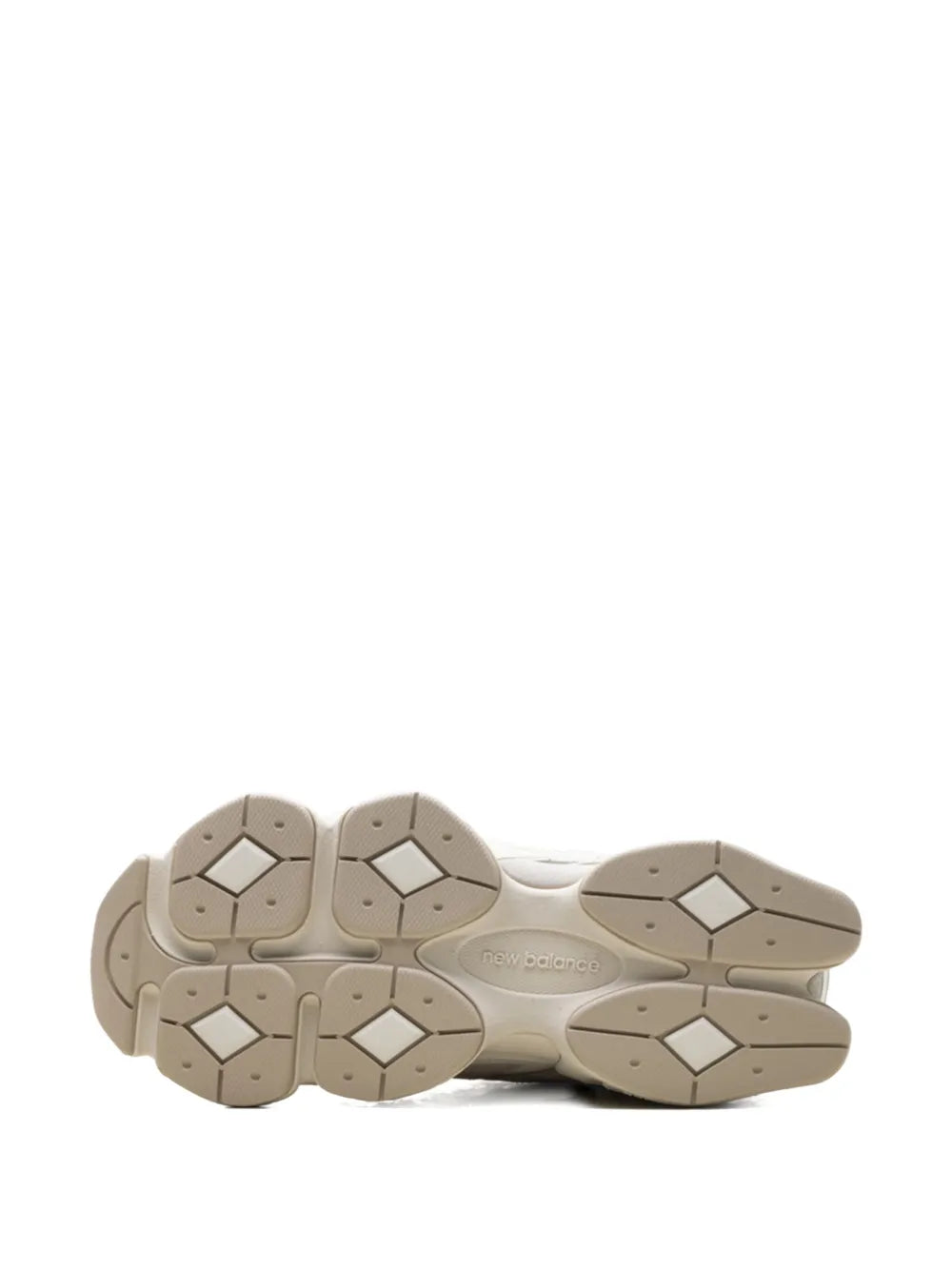 White lace-up sneakers outsole with geometric tread and heel pods