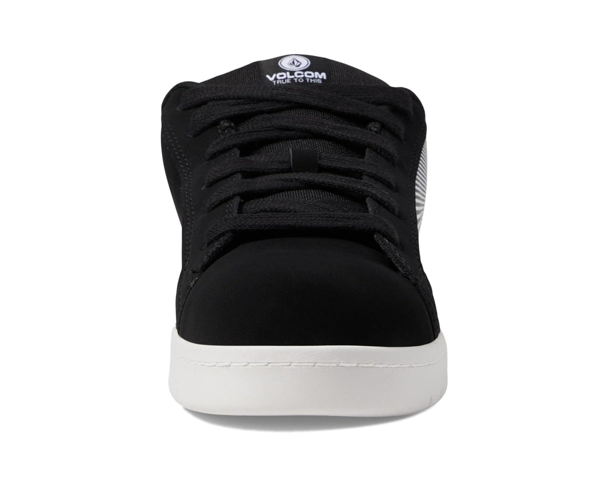 Volcom men's black sneakers with black laces and low-profile white sole