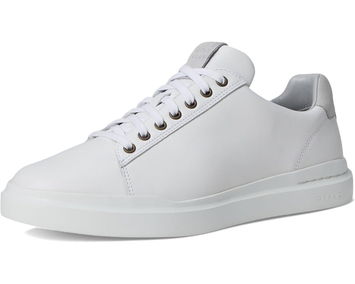 Cole Haan Grandpro Rally sneaker, white leather upper with lace-up front and gray accents