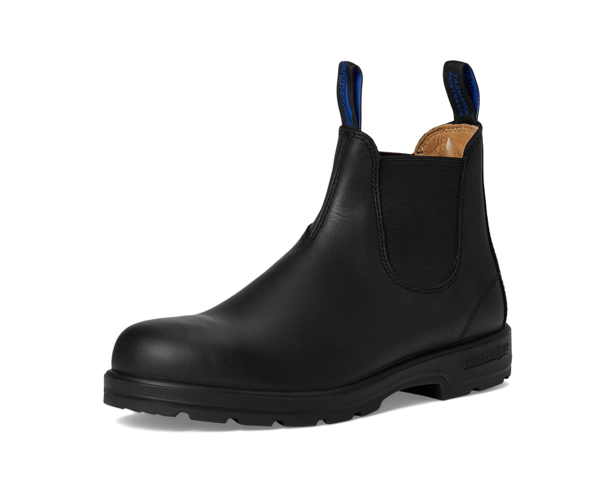Unisex black Chelsea boots with elastic side gore and cushioned dark sole