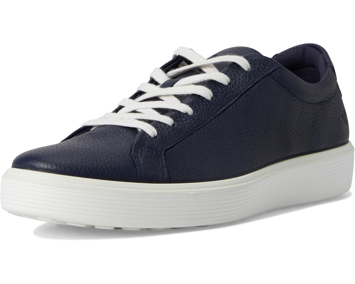 ECCO marine blue low-top sneaker with white laces and thick white sole