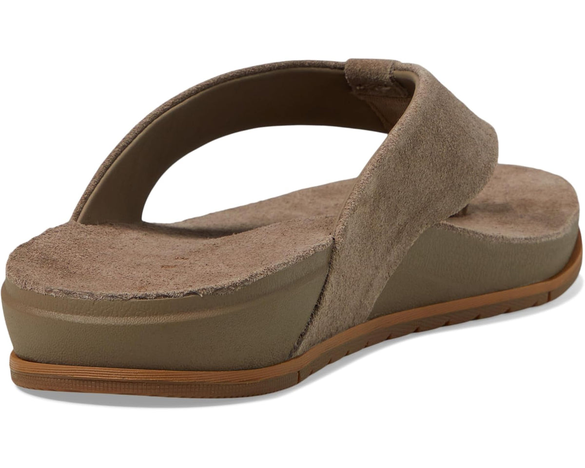 Men's suede fossil-brown slide sandals with cushioned footbed and strap
