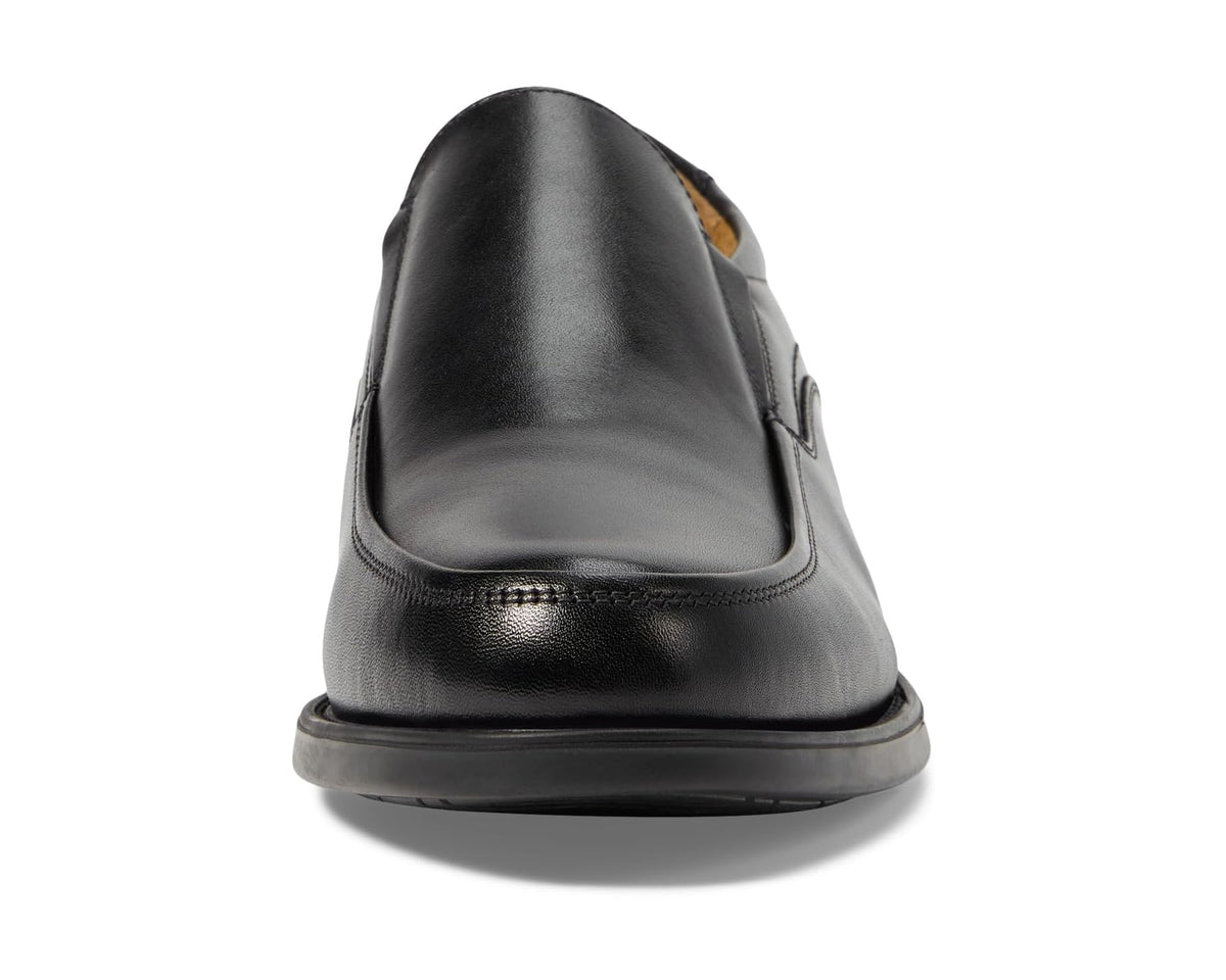 Men's Florsheim slip-on loafers, rear profile view with black heel counter