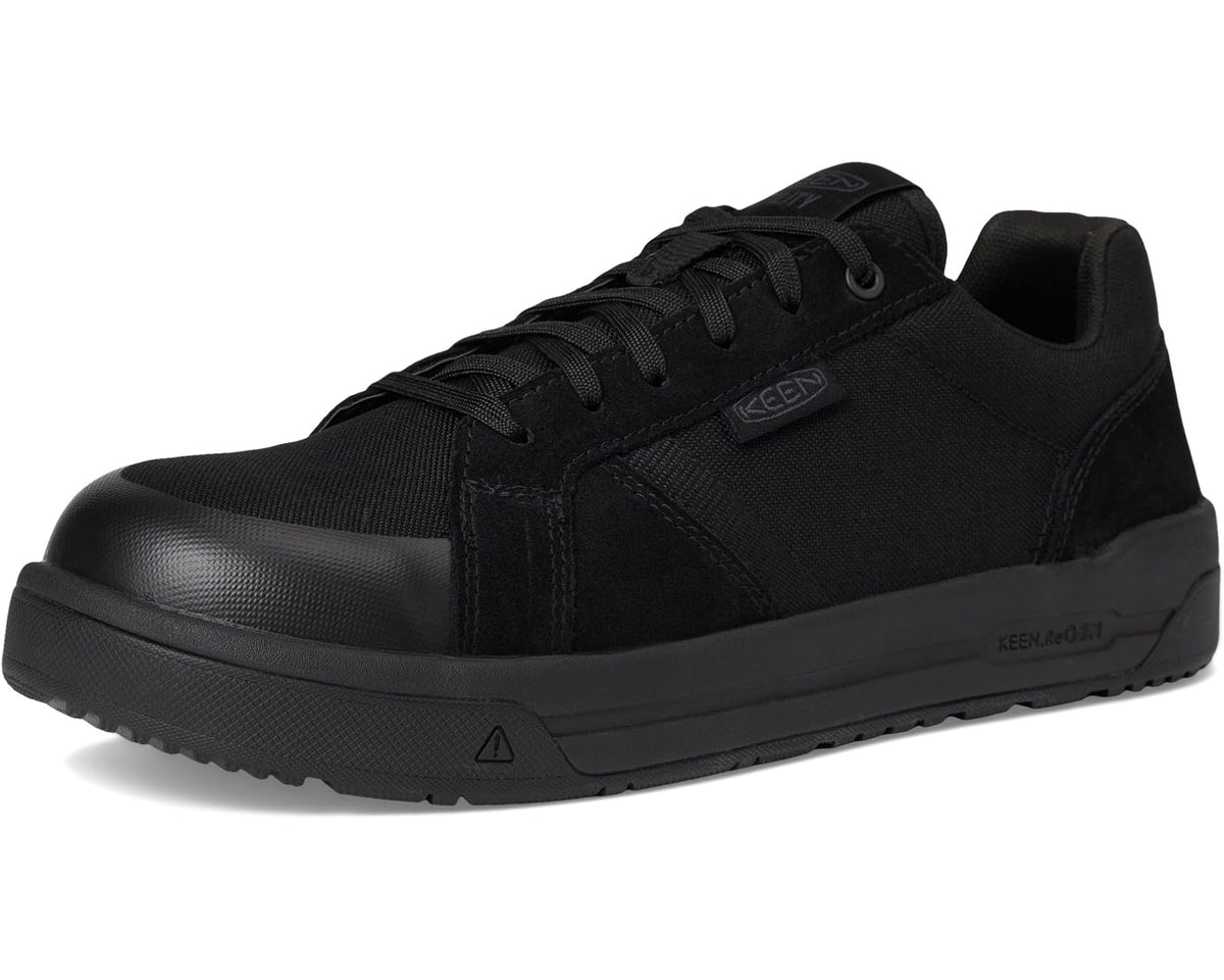 Men's KEEN black utility shoe with lace-up front and rubber toe guard