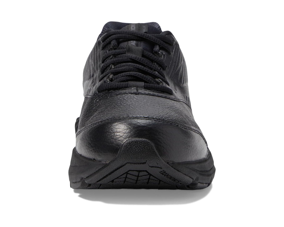 Men's black lace-up walking shoe with padded toe cap and lace eyelets