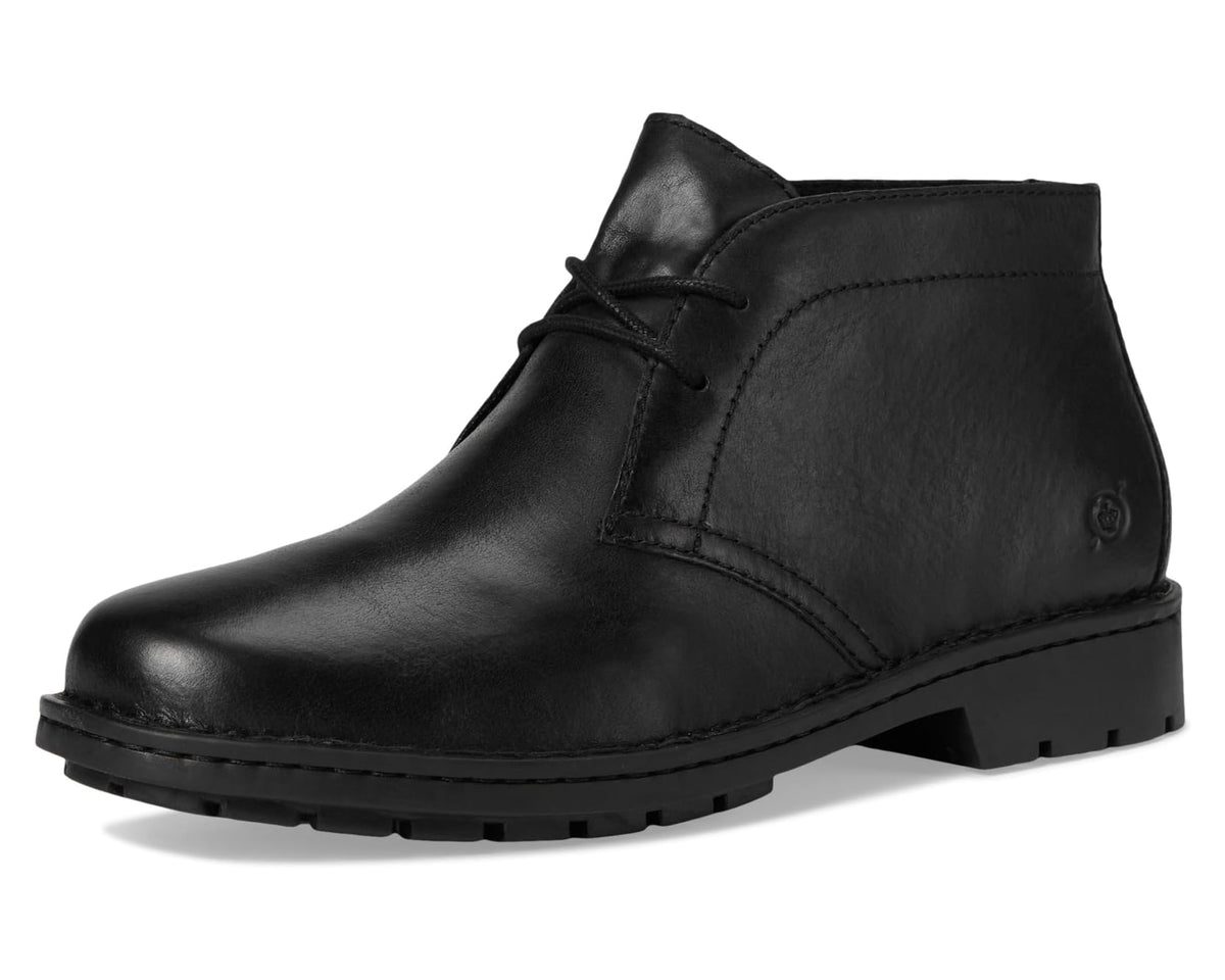 Men's Born black leather lace-up ankle boots with side panel and chunky sole