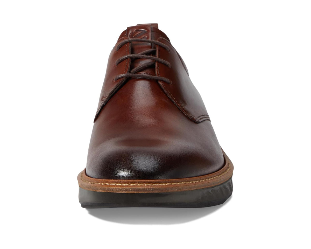 Men's brown leather lace-up oxford-style shoe with contrast welt trim