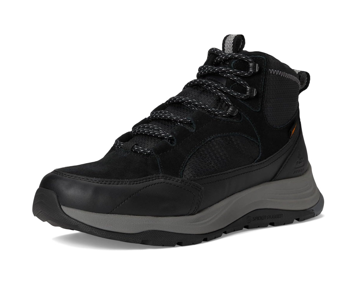 Black lace-up high-top sneaker with padded tongue and grippy rubber sole