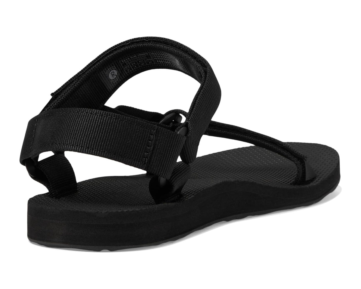 Men's Teva black sandals with cross straps and cushioned platform footbed
