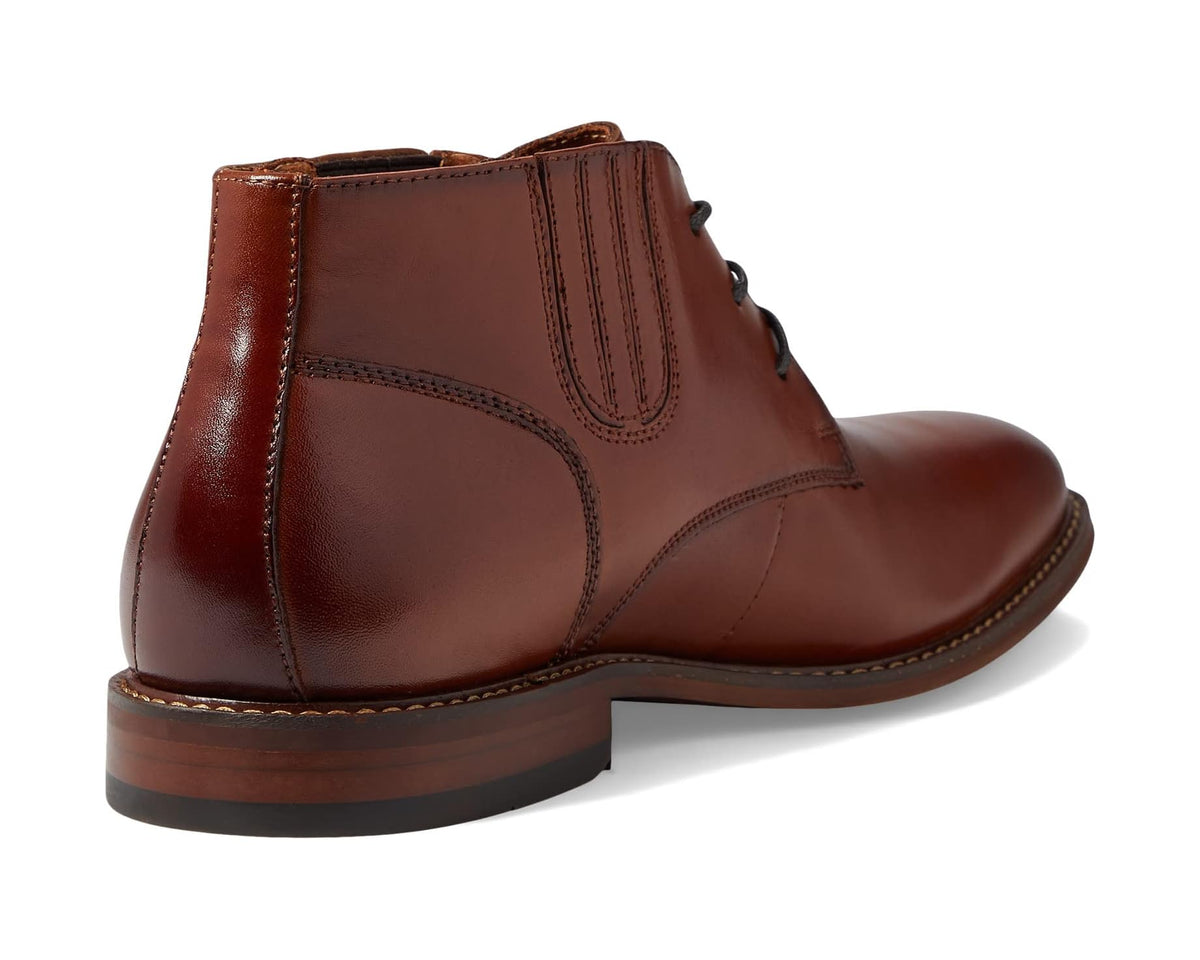 Men's cognac demi boot with lace-up and heel counter detail