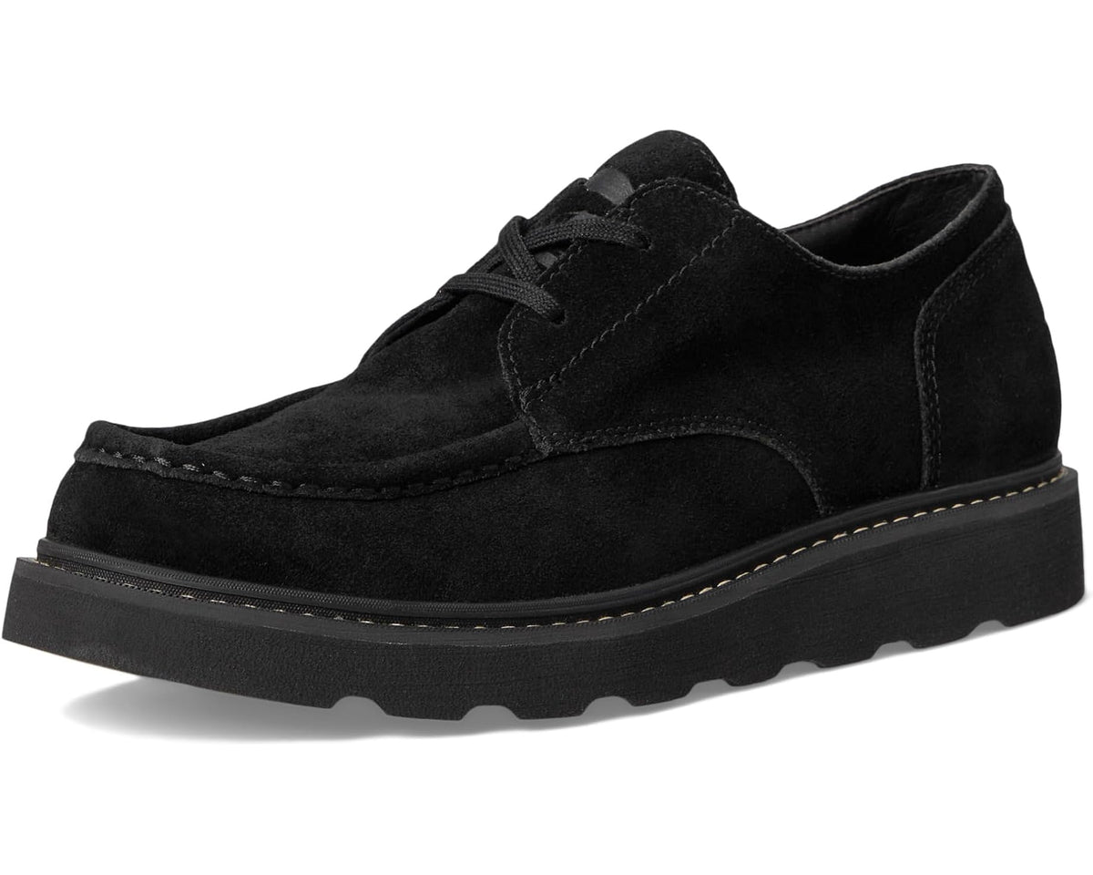 Men's SOREL suede lace-up shoes, black front side view with laces