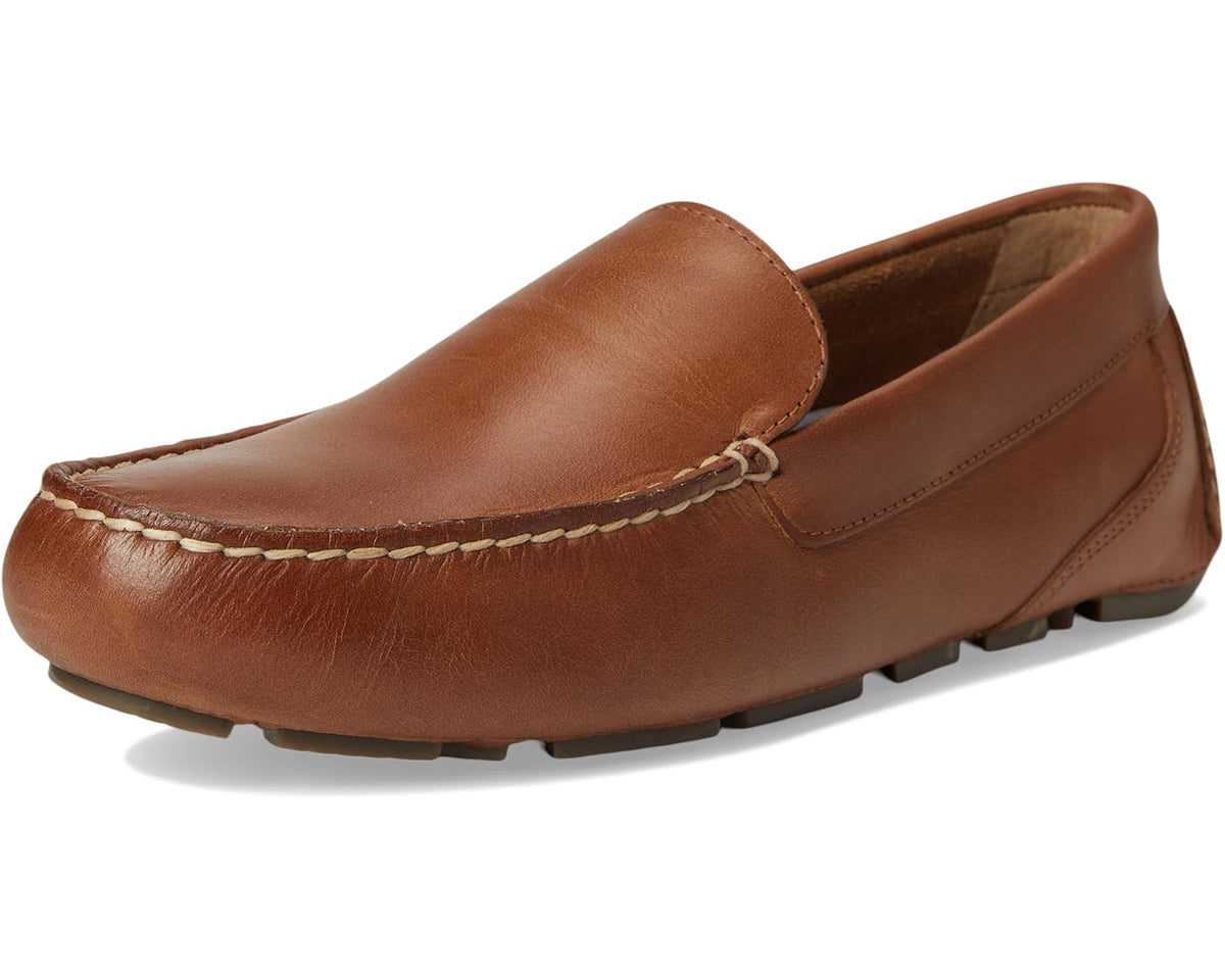 Sperry men's leather loafer, tan-brown slip-on design with moc-toe stitching