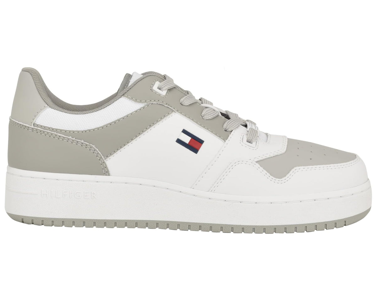 Tommy Hilfiger Krane low-top sneakers with white leather, grey panels, and flag logo