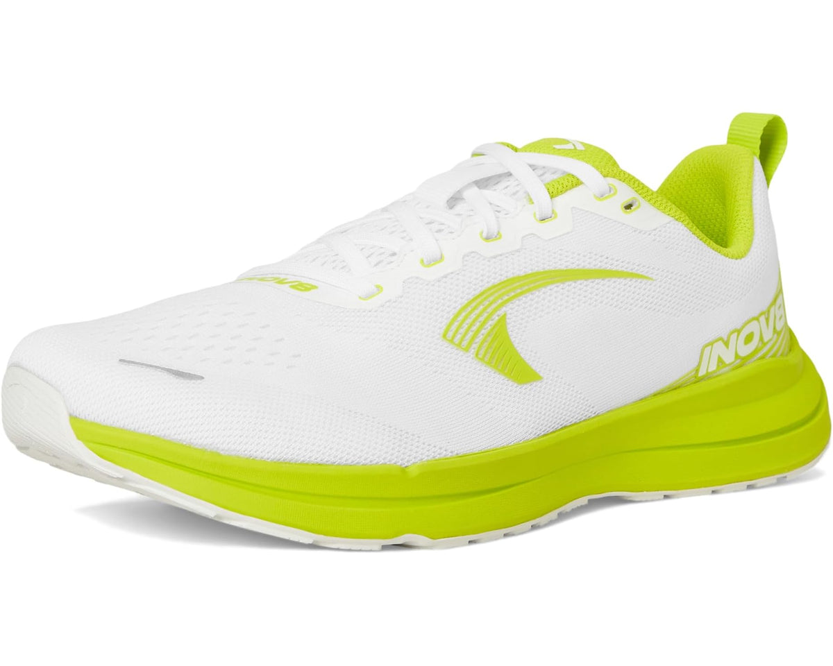INOV8 Roadfly Zero men's running shoes, white upper with neon green accents and lace-up