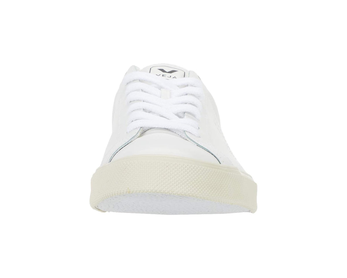Men's VEJA lace-up sneakers, white toe box and laces, beige platform sole edge