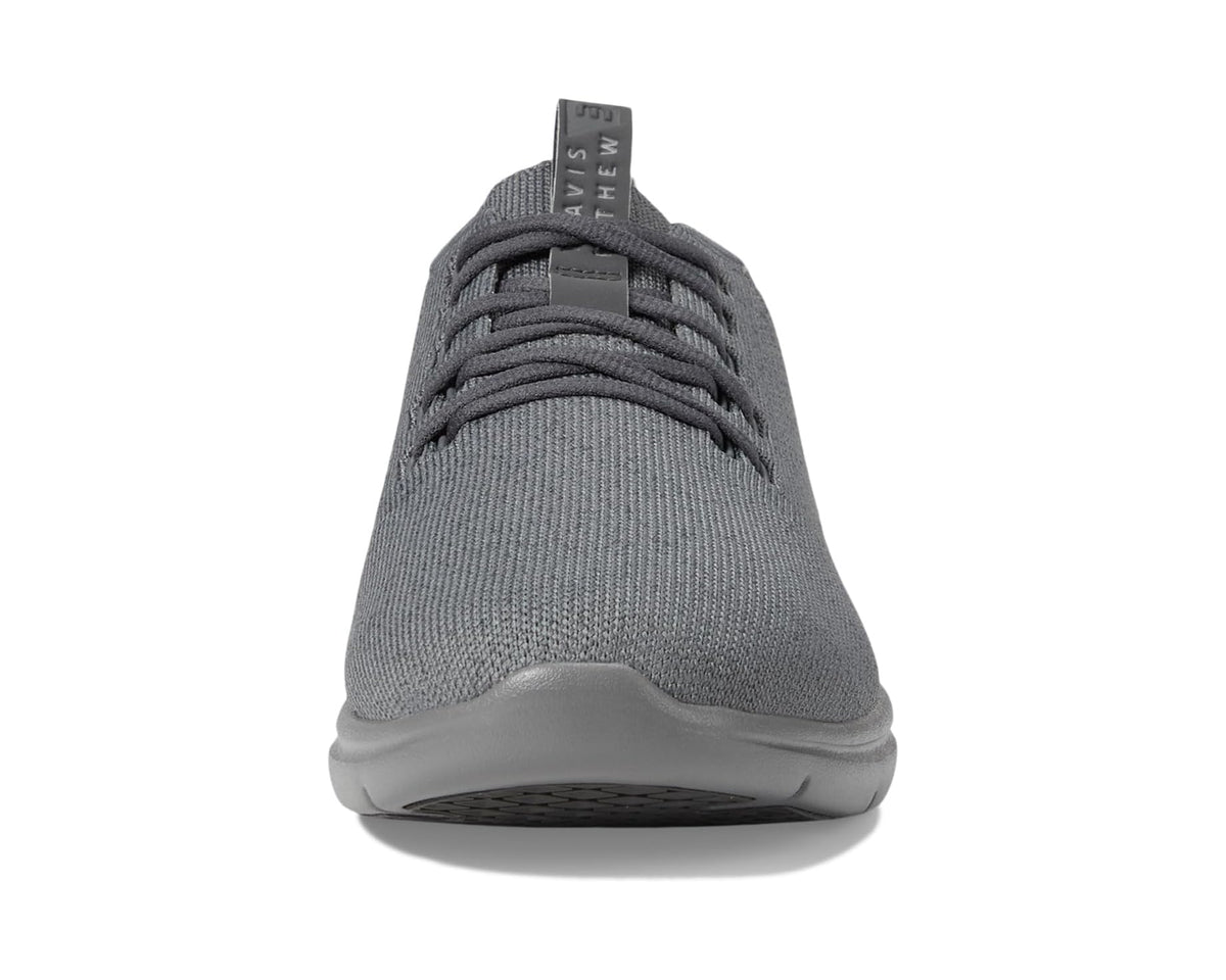 Gray heather knit lace-up sneakers with rounded toe and cushioned footbed